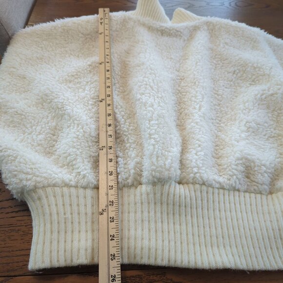 Vintage Monterey Fashions White Sherpa Bomber Jacket Women 16 Zip Up Teddy Coat - Picture 13 of 13